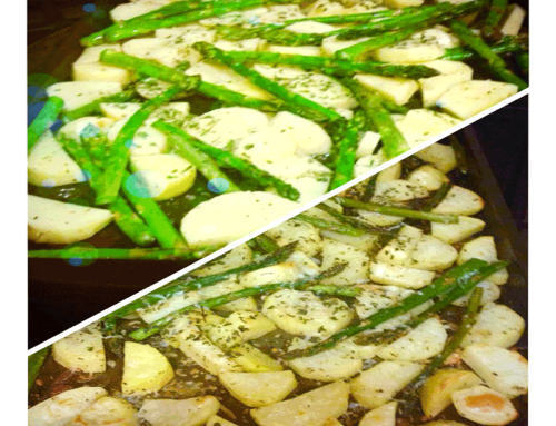 Easy, oven-baked potatoes and asparagus!